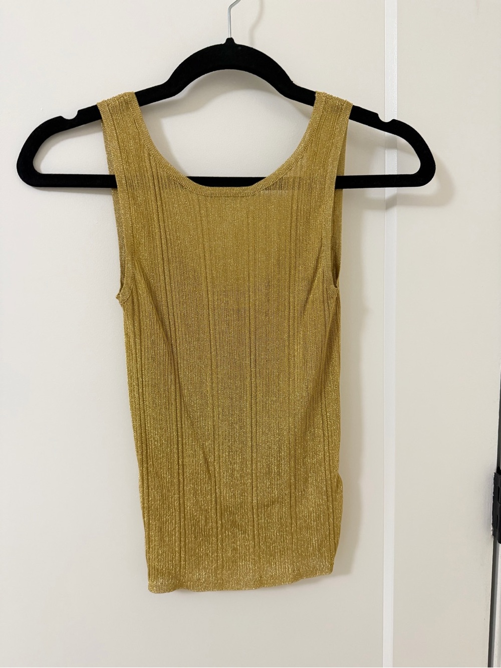 Zara Metallic Gold Ribbed Tank Top